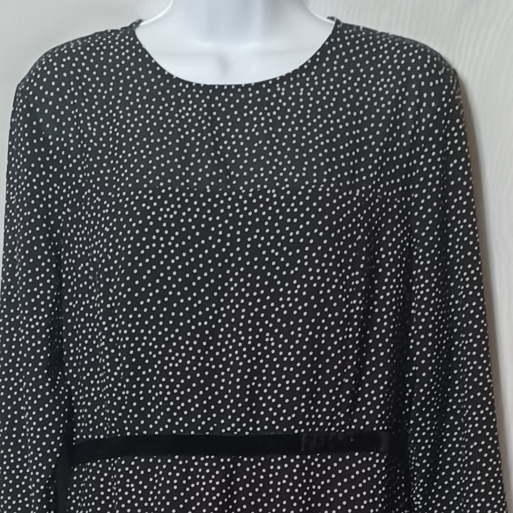 Lulus Women's Black and White Polka-dot Long Sleeve Mini Dress. Size L - Picture 3 of 14